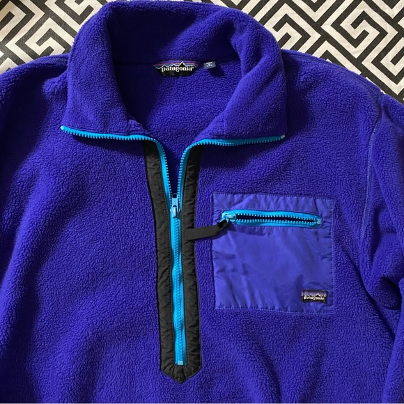 Vintage Patagonia purple retro Synchilla fleece exposed blue zipper - Picture 7 of 15